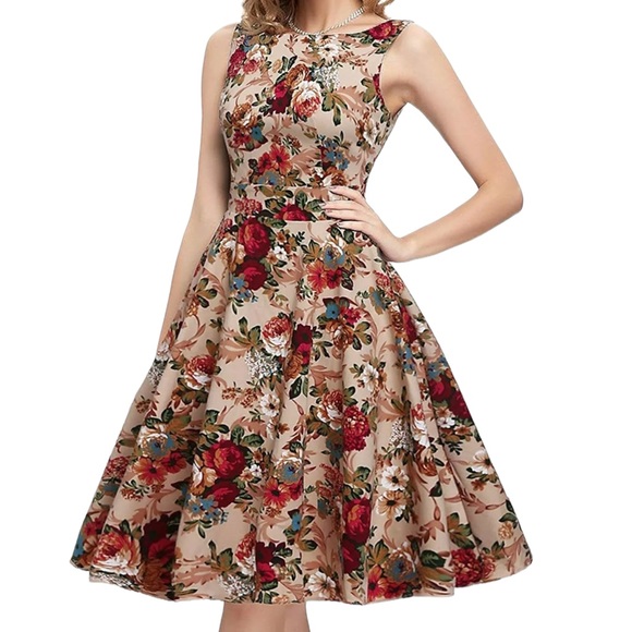 Roosey Dresses & Skirts - Roosey Vintage Style Tea Dress 1950's Floral Spring Garden